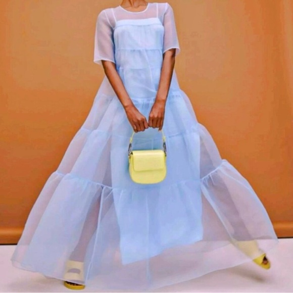 STAUD Dresses & Skirts - 🌺🎉HP🎉🌺 NWT Staud Hyacinth Tiered Organza Maxi Dress French Blue